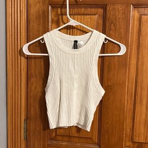 NWOT White high neck crop top size S